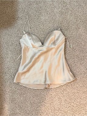 Zara Satin Spaghetti Strap Cami in Cream